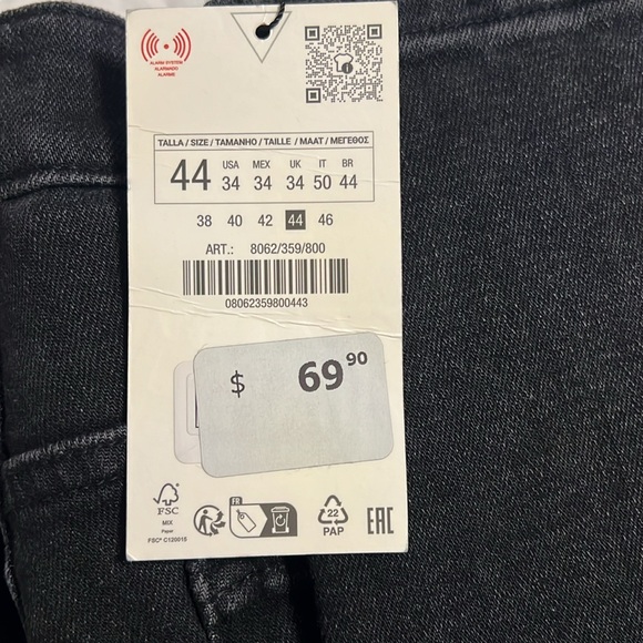 Zara men’s distressed jeans black size us 34 / slim fit - Picture 13 of 13